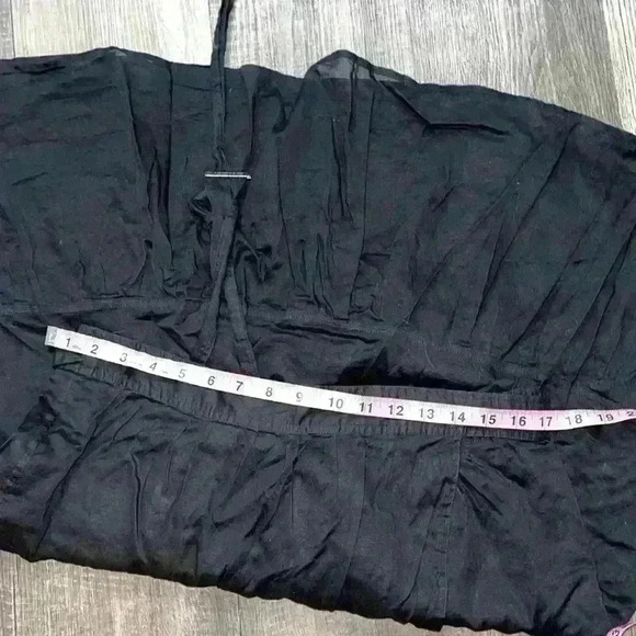 Burberry Black cotton Gathered Tiered Knee-Length Wrap Skirt sz 42 - Picture 5 of 8